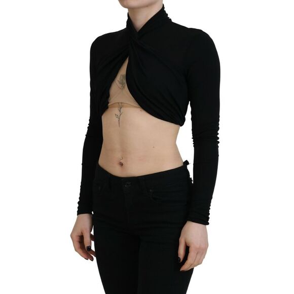 Dsquared² Black Cut Out Viscose Cropped Long Sleeves Women's Top (Pre-Owned) - Picture 2 of 5